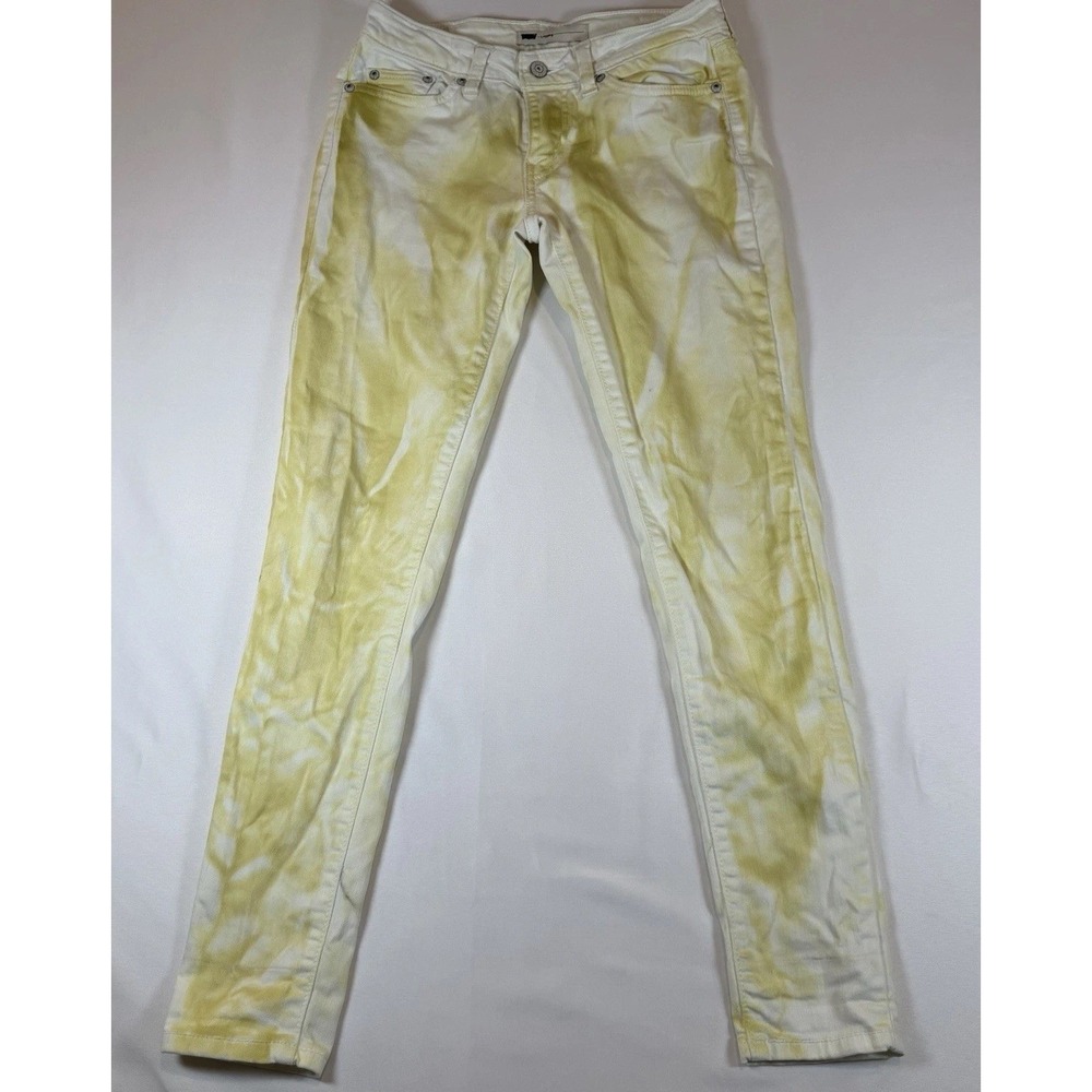 Levis Legging Jeans Womens 27 Yellow White Tie Dye Skinny Denim